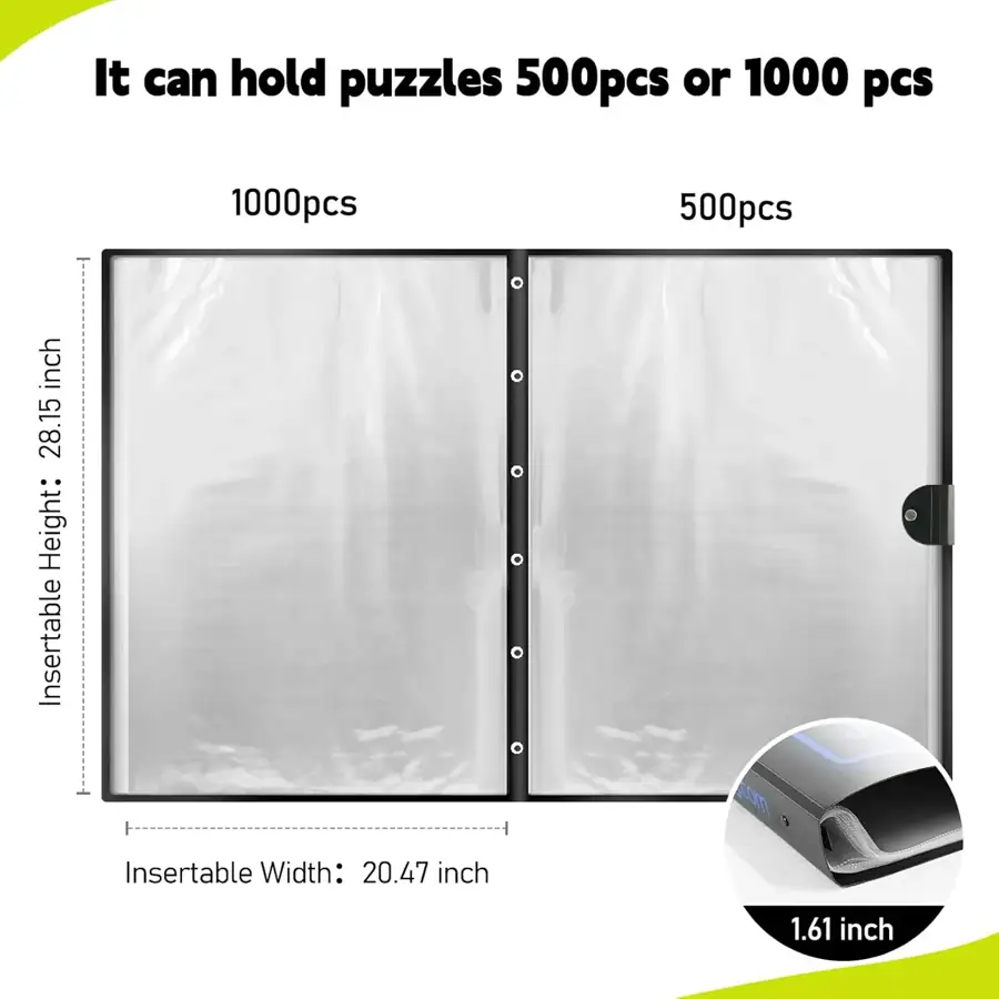 Clear pockets inside the puzzle storage binder