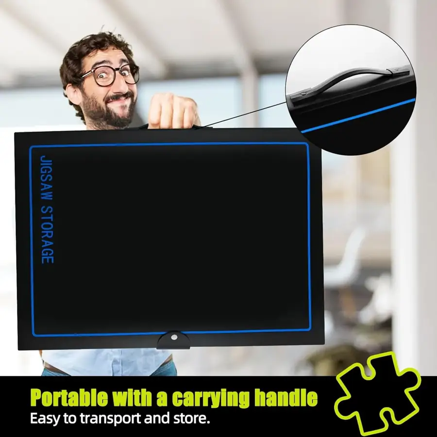 Puzzle storage binder with its carrying handle