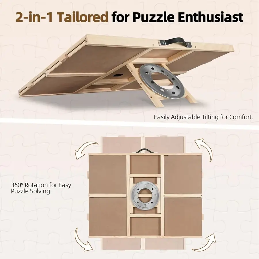 Tilting and rotating base of the puzzle board